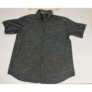 Beverly Hills Polo Club Mens 2XLB Space‎ Dye Button Down Shirt Charcoal Grey SS